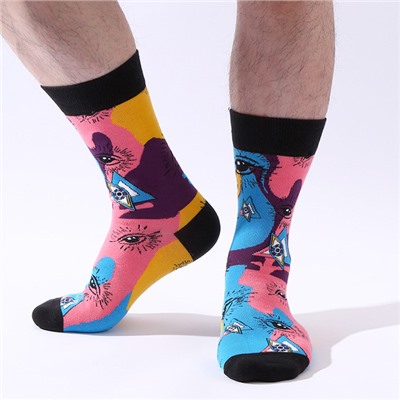Tide, demi-season fashionable trend socks, mid-length, European style