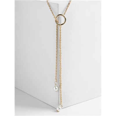 Кулон на цепочке «Эстетика», на кольце, белый в золоте, L=65 см