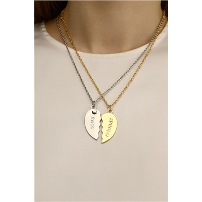 Кулоны парные на цепочке Best friends, 45 см, цвет серебряный, золотой