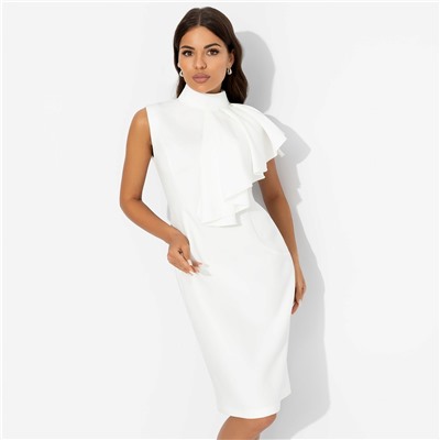Платье-футляр со съемным воланом, Разрешите пригласить (белое)
