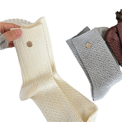 songmu Demi-season warm atmospheric wooden velvet knee socks, mid-length