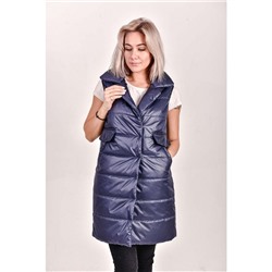 Утепленный жилет с отложным воротником, цвет-синий