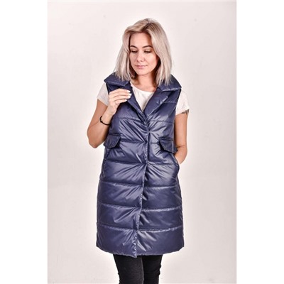 Утепленный жилет с отложным воротником, цвет-синий