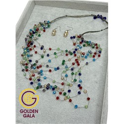 Комплект бижутерии "Хрустальная россыпь" , цвет разноцветный