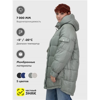 Куртка зимняя женская с капюшоном модная зеленого цвета 7341Z