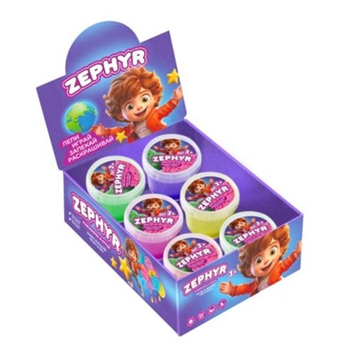 Шоу-бокс кинетический пластилин "Zephyr", 6 банок по 75гр