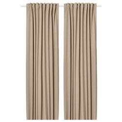 ROSENMANDEL, 2 Gardinenschals (abdunk.), gelbbeige/mit Gardinenband,, 135x300 cm