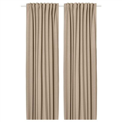 ROSENMANDEL, 2 Gardinenschals (abdunk.), gelbbeige/mit Gardinenband,, 135x300 cm