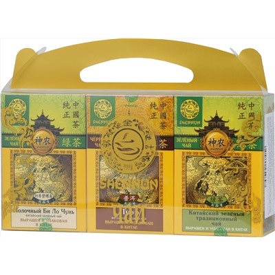 SHENNUN. Чайный набор «Молочный Би Ло Чунь/Пуэр/Зеленый» 300 гр. карт.упаковка