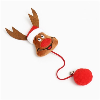 Игрушка-дразнилка для кошек «Лось-красный нос», с бубенчиком