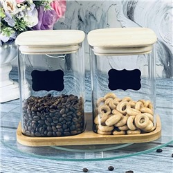 160-245 Набор из 2 банок для сыпучих продуктов на подставке в под.уп.(х12)