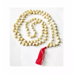 Чётки из белых семян Чёточника Молитвенного, Chirmi Gunja Mala Natural White, произв. Kalyan Puja