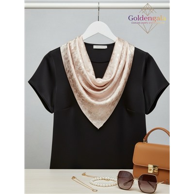 Платок однотонный из натурального шелка нежно-персиковый Арт В1051/22