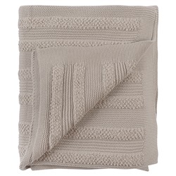 Плед из хлопка с буклированной вязкой светло-серого цвета из коллекции Essential, 130х170 см