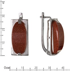Серьги 'Астерия' с иск авантюрином, родий ИАСК.915АВК1.00