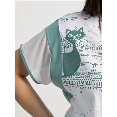 Блуза Алтея (белая/олива) Б15364-20М