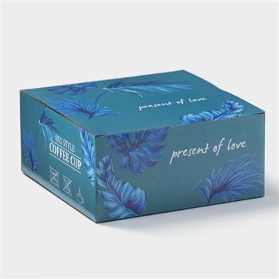 Чайная пара Wingflora, 200 мл, 15×6 см, керамика, белая, голубая