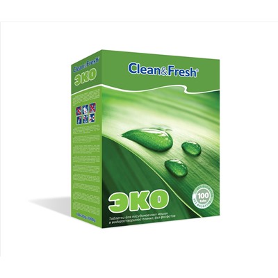 Бесфосфатные таблетки для посудомоечных машин Clean & Fresh ECO All in 1 30 шт