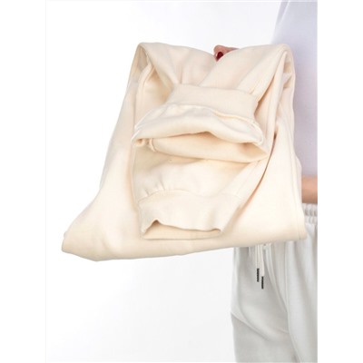 M073 BEIGE Брюки спортивные женские на флисе (85% хлопок, 10% полиэстер, 5% спандекс) 7986