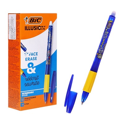 Ручка гелевая стираемая BIC Gelocity Illusion, узел 0.7 мм, чернила синие, цена за 1 шт.