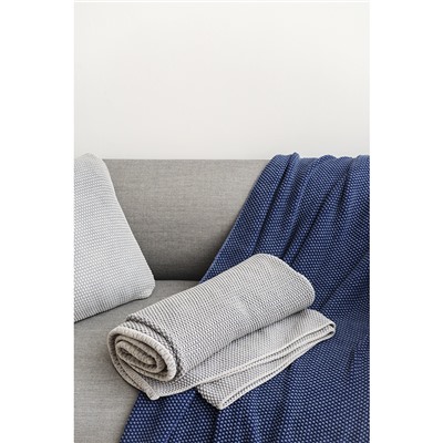 Плед из стираного хлопка серого цвета из коллекции Essential, 130х180 см