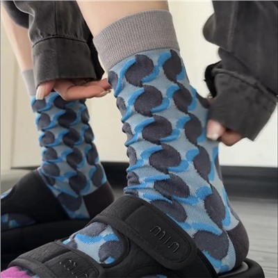 Tide, Japanese retro spring knee socks, summer trend plant lamp, mid-length