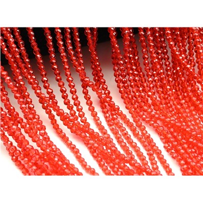 Бусины из шпинели шарик гр.2мм цв.алый, 36см, 204 бусины