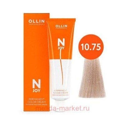 OLLIN "N-JOY" 10/75 – светлый блондин коричнево-махагоновый,перманентная крем-краска для волос 100мл