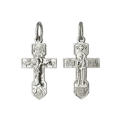 Крест (Свт. Николай) из серебра литье родированный