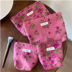 Handheld cosmetic bag, organizer bag, shopping bag, small bag, liner, travel bag, wallet, flowered
