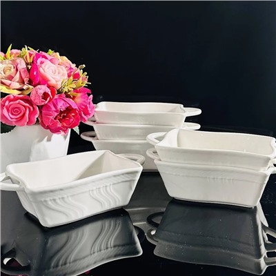 142-033 Набор из 6 прямоугольных салатников 18см в под.уп.(х6)Фарфор