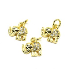 Подвеска Слоник 10*10мм с фианитами, золотистая