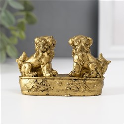 Нэцкэ фигурка полистоун «Небесные львы: собаки Фу», под бронзу, 2.8×8.2×5 см