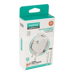 СЗУ Lightning 1 USB выход 18W Quick Charge 3.0 (5V-3.0A/9V-2.0A/12V-1.5A) FaizFULL FC116 (белый)