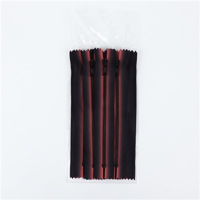 Молния «Трактор», №5, неразъёмная, замок автомат, 18 см, красная, чёрная