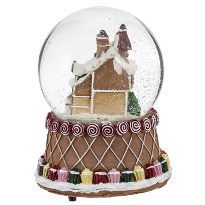 GAEM Фигурка декор в стекл шаре "Пряник" (подсв, муз, вьюга, AAAх3 н/п), D 9.5 см, L10,5 W10,5 H15 см