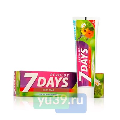 Зубная паста 7 days Rezolut комплексная Сила трав для здоровья дёсен, 100 мл.