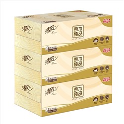 Салфетки бумажные плотные Breeze Facial Tissue, Gold Hond Ye Paper, 200 шт. х 3 коробки