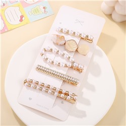 Набор заколок для волос 5 шт. Цвет: Жемчужный/Золото/Серебро