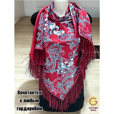 Косынка теплая на флисовой подкладке с бахромой Арт 2347/19