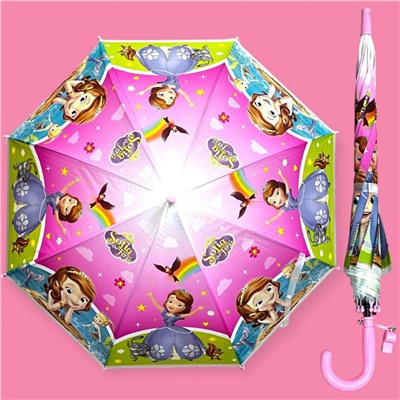 Зонт-трость для девочки с мультгероями полуавтомат Арт 001/6