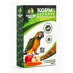 Корм «Пижон» для средних попугаев, с овощами и фруктами, 400 г