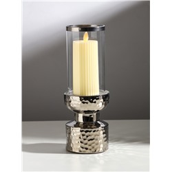 Подсвечник на 1 свечу «Омут», керамика, стекло, d=8 см, серебро, 9.5×9.5×26 см