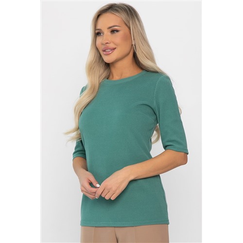 Блуза трикотажная Лиза (зеленая) Б14367-48М Размер 48  ( лучше на 46 росс)   плотный трикотаж