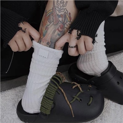 Tide, trend colored demi-season knee socks for men and women, Korean style, increased thickness, mid-length