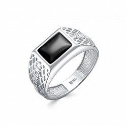 Кольцо (Спаси и Сохрани) из серебра родированное литье с фианитом