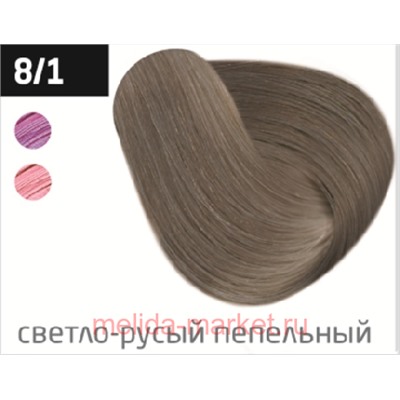 OLLIN PERFORMANCE  8/1 светло-русый пепельный 60мл Перманентная крем-краска для волос