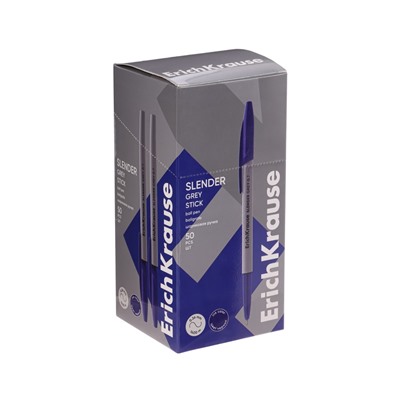 Ручка шариковая ErichKrause Slender Stick Grey, Super Glide, 0.7 мм, синяя