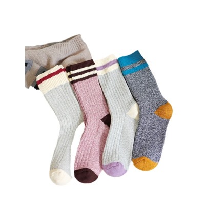 Cotton Japanese brand retro colored woolen knee socks for men and women, mid-length