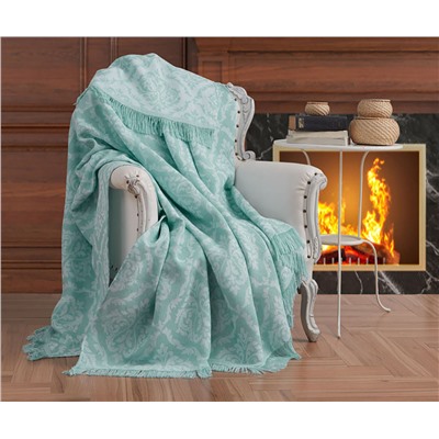 Накидка на Диван 170x220 см. 100% Хлопок Keten Damask SuYeşili